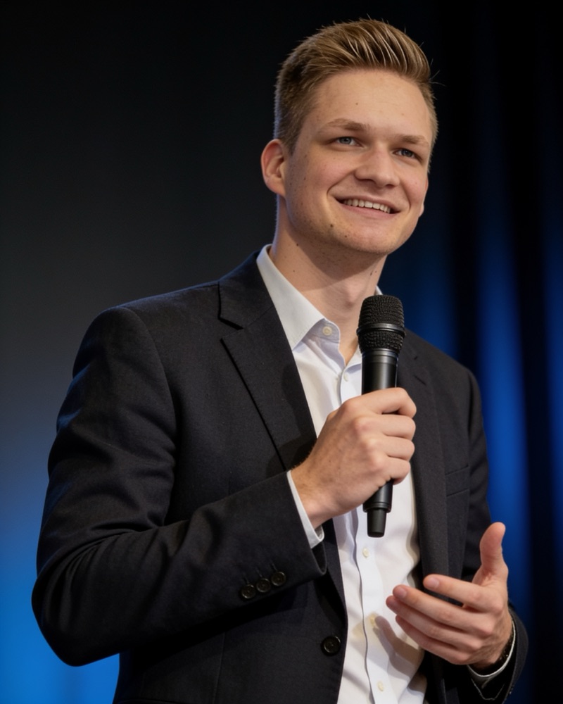 Peter Braun speaking on stage